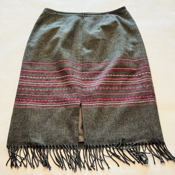 Kasper and Co Petite Wool Blend Size 12P Maxi Gray Purple Skirt Fringe (A0125) - Picture 3 of 5
